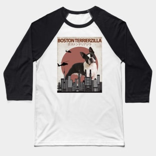 Boston Terrierzilla - Boston Terrier Monster Baseball T-Shirt